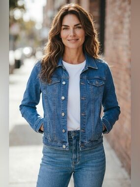 Ling Collection Stretch Denim Jacket Sequin Back Panel Medium